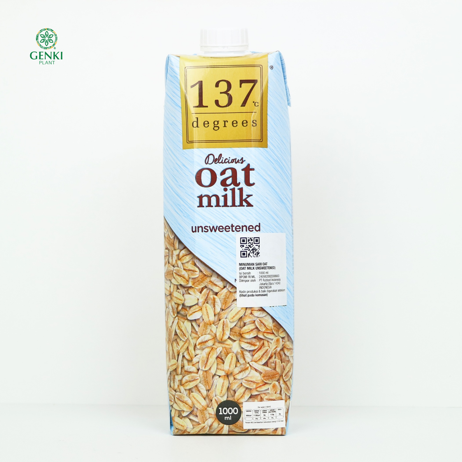 137 Degrees Oat Milk Unsweetened / Susu Oat - 1 L