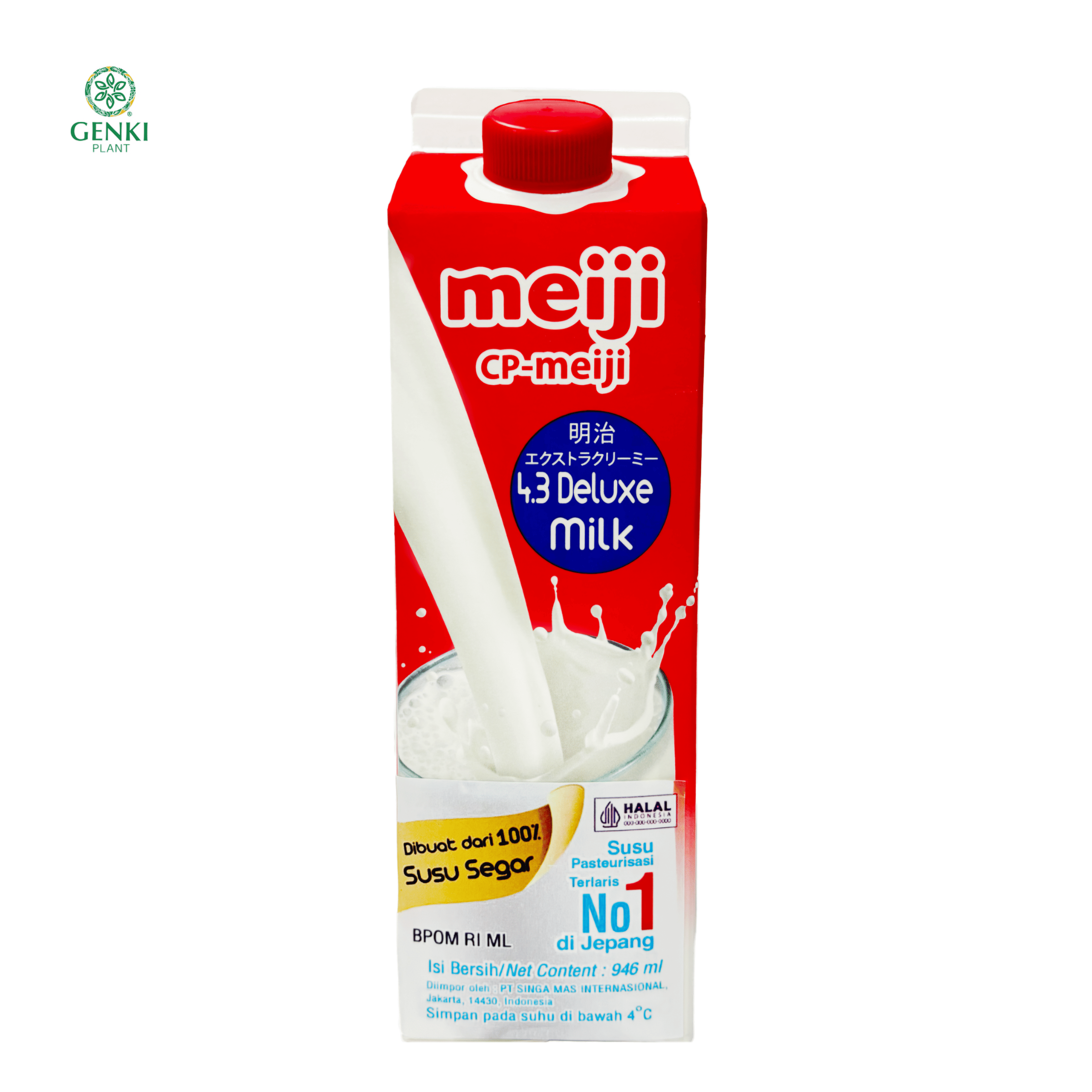 Meiji Deluxe Fresh Milk (4.3% Fat) / Susu Pasteurisasi Jepang - 946 ml