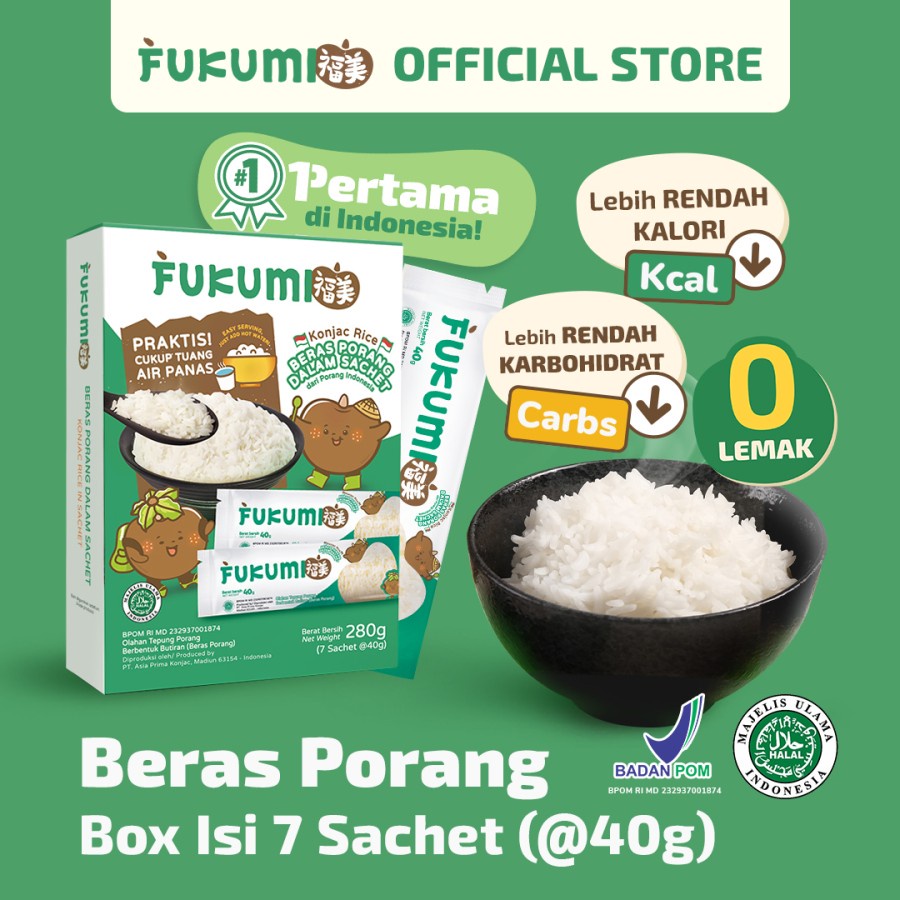 Fukumi Konjac Rice / Beras Shirataki Konnyaku - 7 sachet x 40 g thumbnail 2