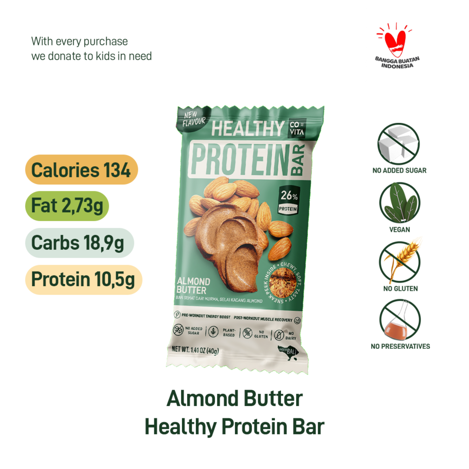 Covita Healthy Protein Bar Almond Butter - 40 g