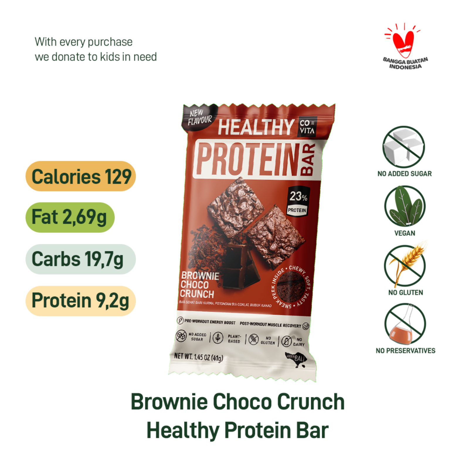 Covita Healthy Protein Bar Brownie Choco Crunch - 40 g