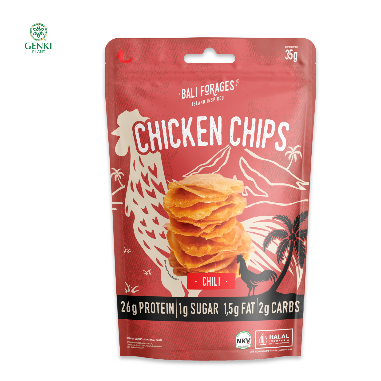 Bali Forages Chicken Chips Chili Crispy / Keripik Daging Ayam - 35 g
