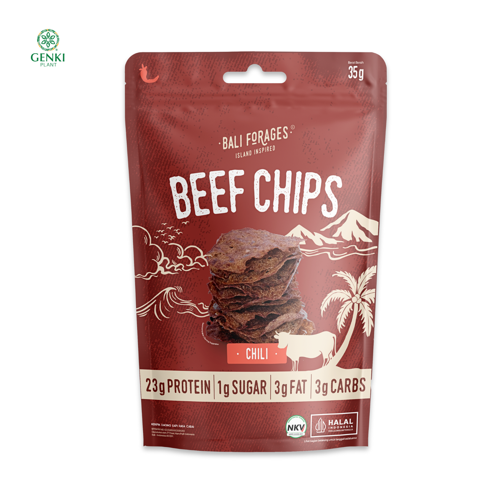 Bali Forages Beef Chips Chili Crispy / Keripik Daging Sapi - 35 g