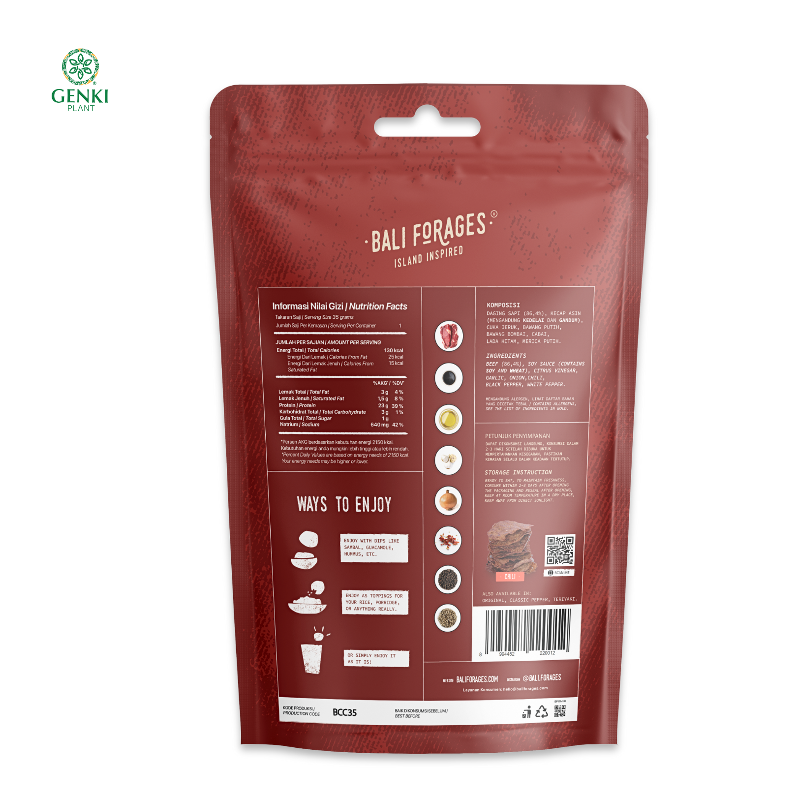 Bali Forages Beef Chips Chili Crispy / Keripik Daging Sapi - 35 g thumbnail 2