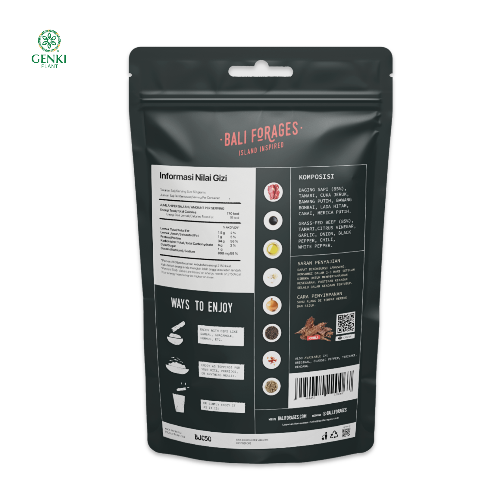 Bali Forages Chili Beef Jerky / Dendeng Amerika - 50 g thumbnail 2