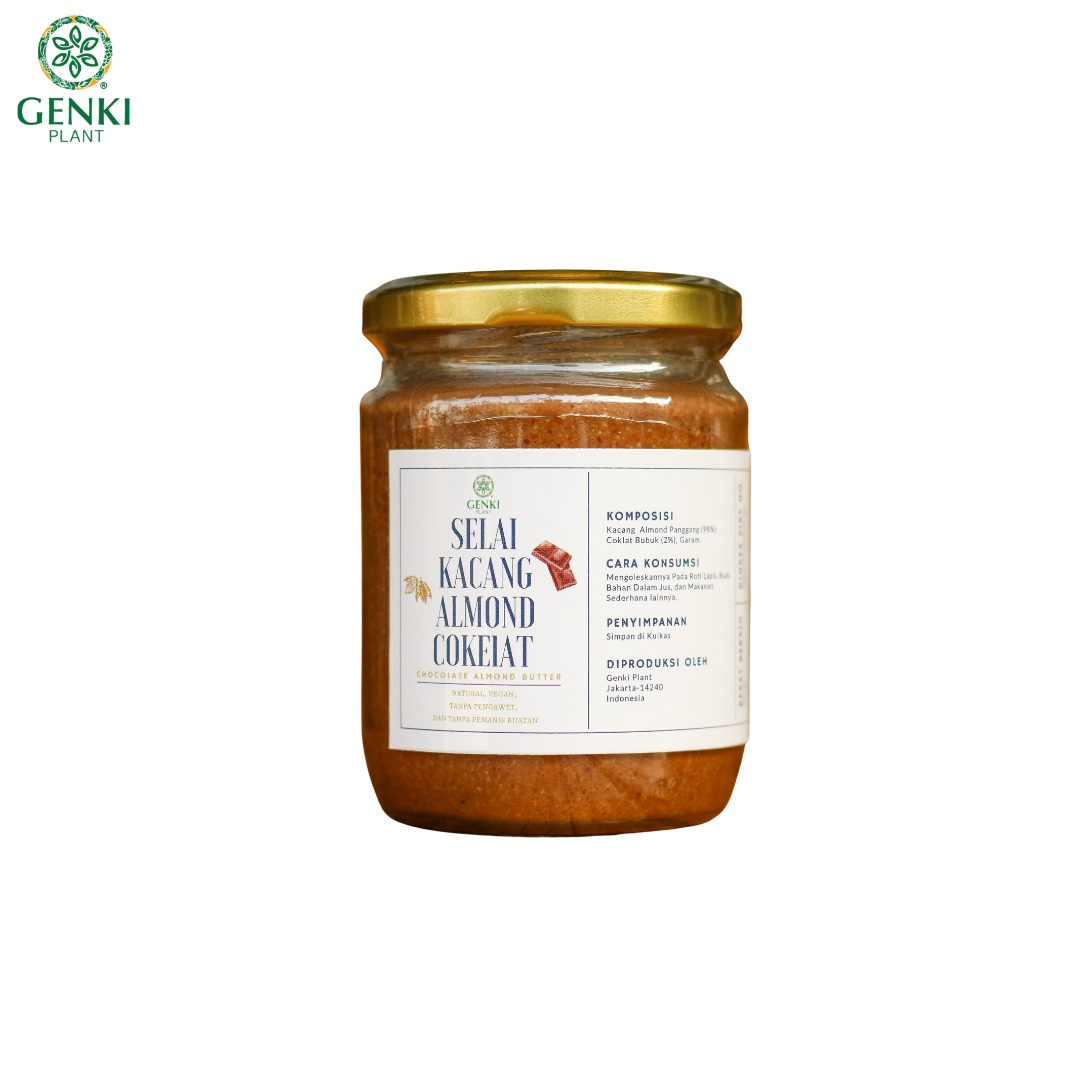 Genki Plant Selai Kacang Almond Cokelat / Chocolate Almond Butter - 225 g