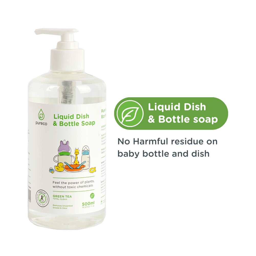 Pureco Liquid Dish & Bottle Soap (Green Tea) - 500 ml thumbnail 2