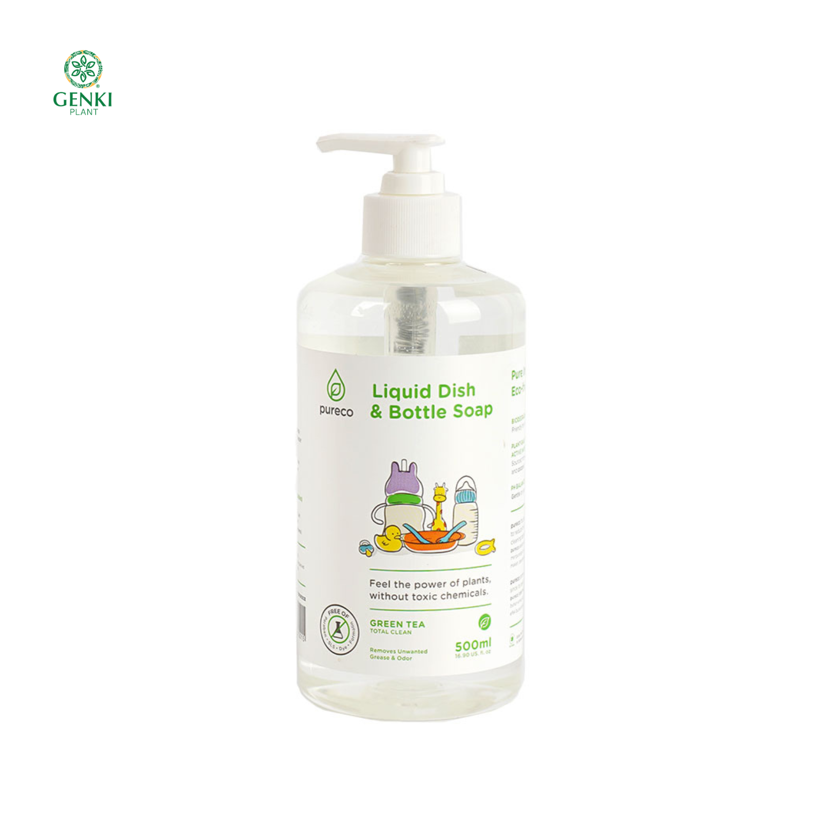 Pureco Liquid Dish & Bottle Soap (Green Tea) - 500 ml