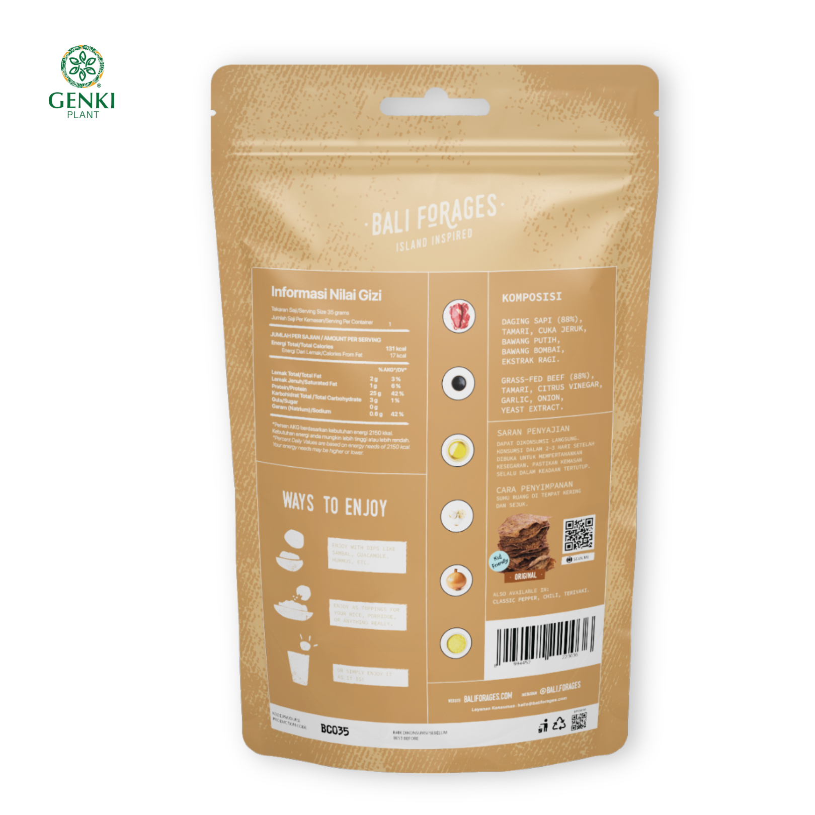 Bali Forages Beef Chips Original Crispy / Keripik Daging Sapi - 35 g thumbnail 2
