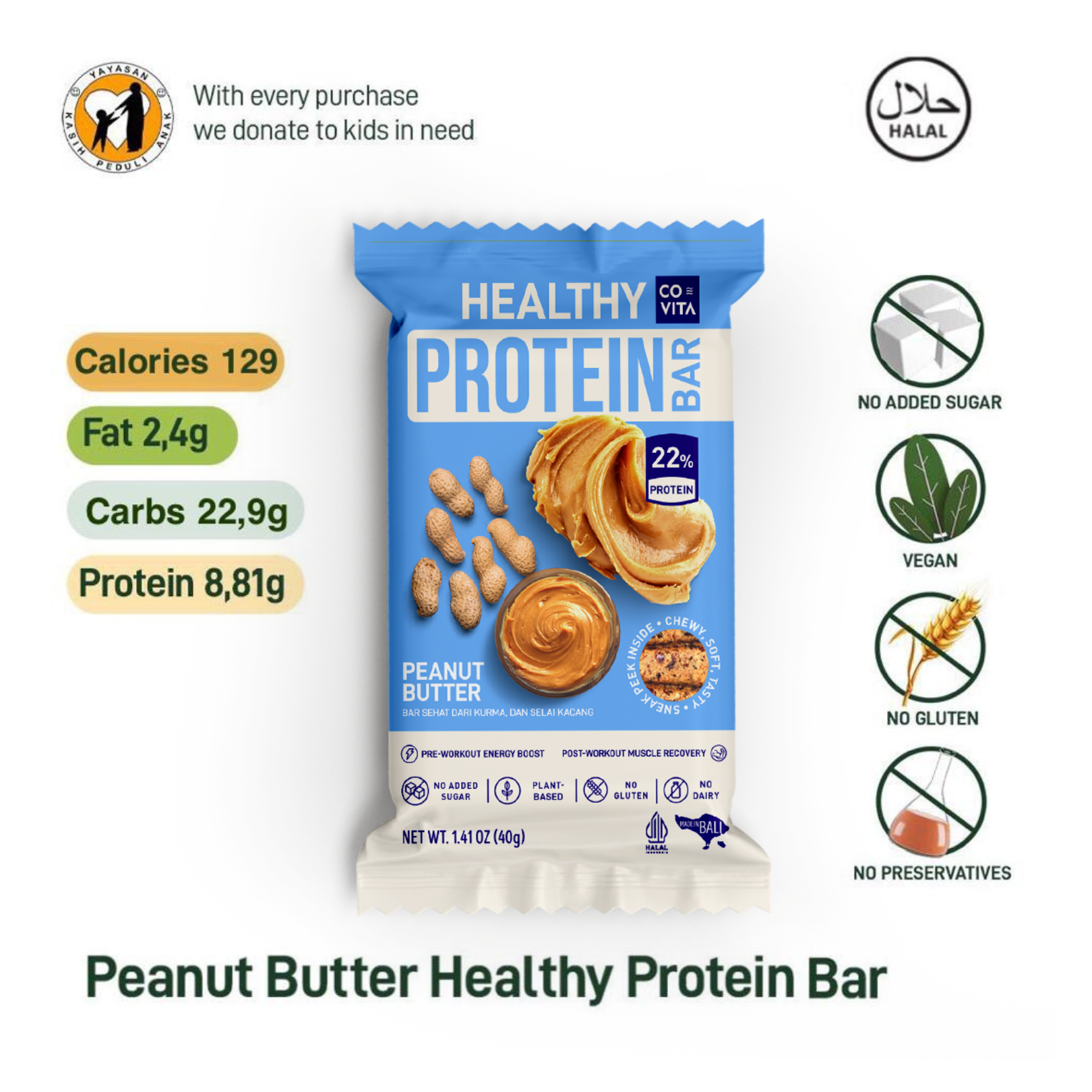 Covita Healthy Protein Bar Peanut Butter - 40 g