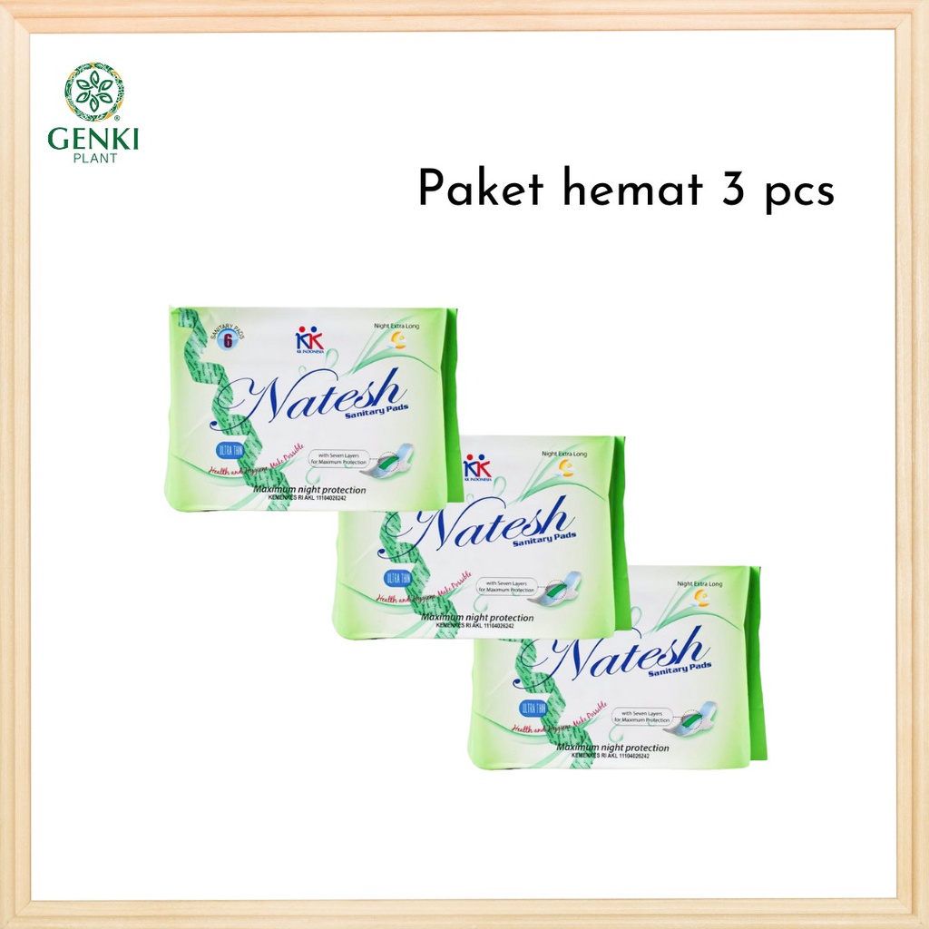 Natesh Paket Hemat Pads Night Use Extra Long / Pembalut Malam - 3 pcs