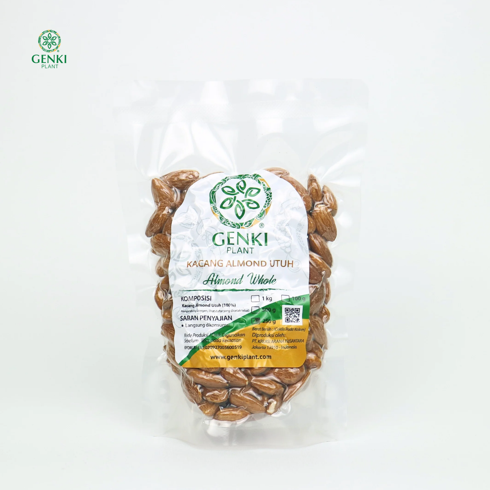 Almond Whole Natural / Kacang Almond Utuh Mentah - 250 g