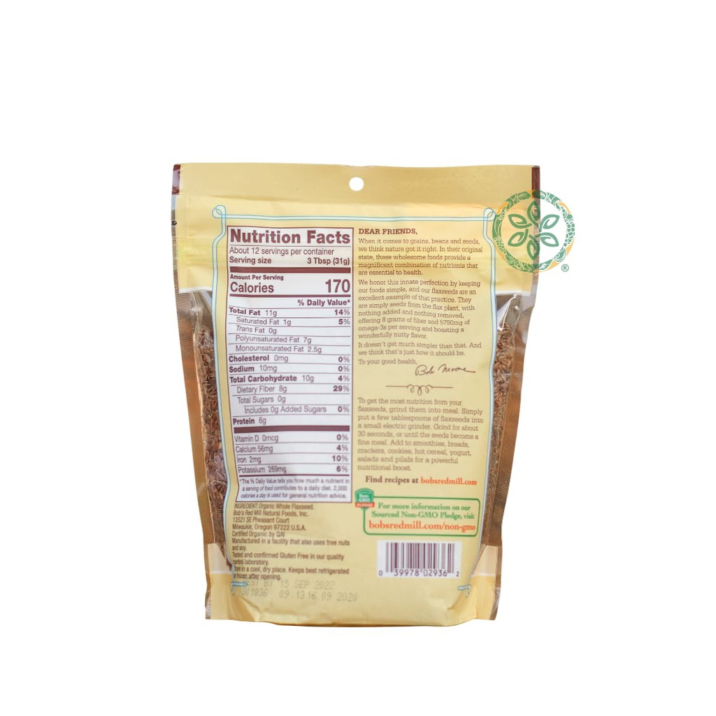 Bob`s Red Mill Organic Brown Flaxseed - 368g thumbnail 2