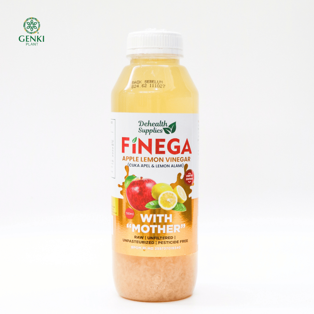Finega Apple Lemon Vinegar / Cuka Apel Lemon (With Mother) - 500 ml
