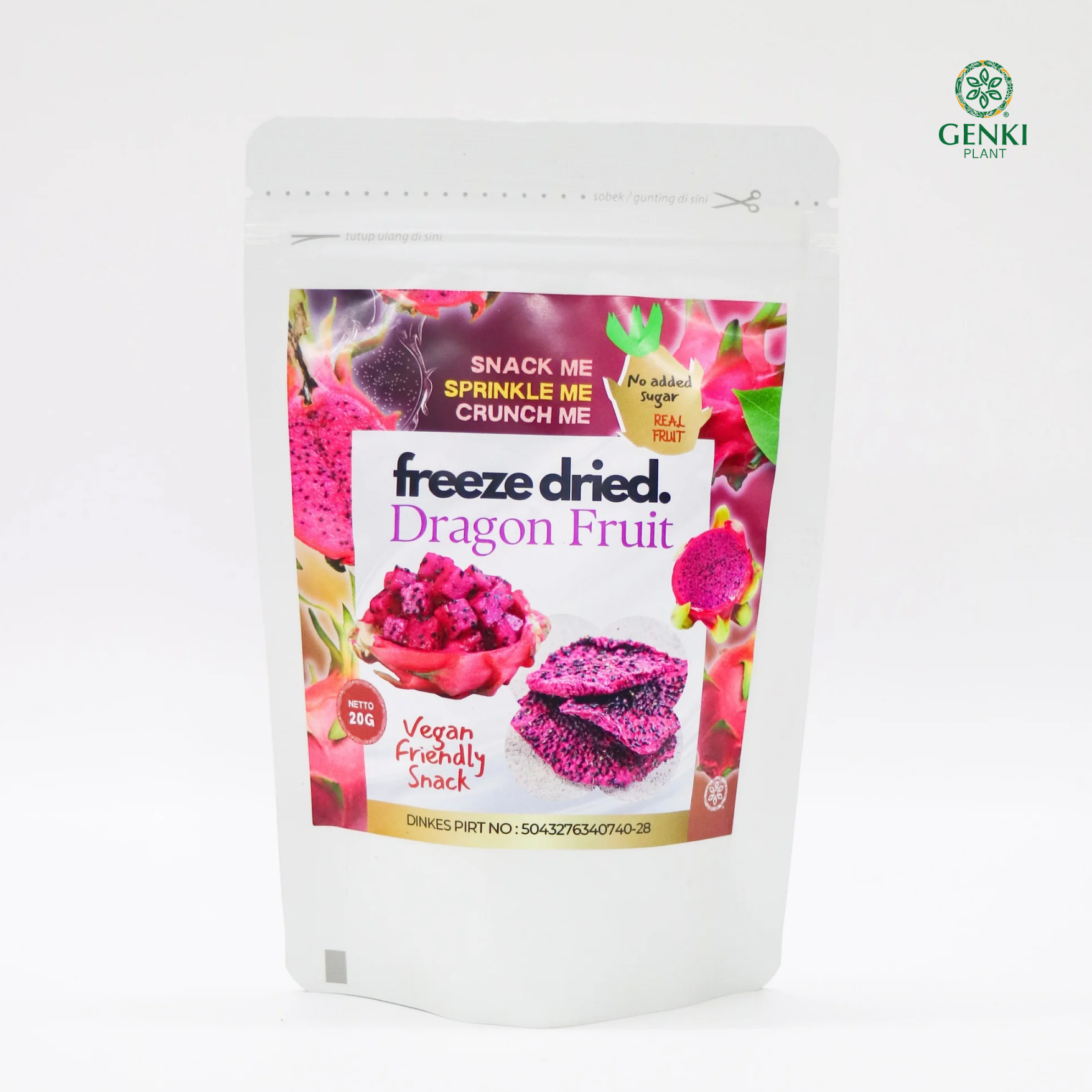 Genki Plant Freeze Dried Dragon Fruit / Buah Naga Kering - 20 g