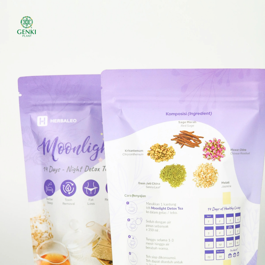 Herbaleo Moonlight Night Detox Tea / Teh Kesehatan Halal 14 Tea Bag thumbnail 3
