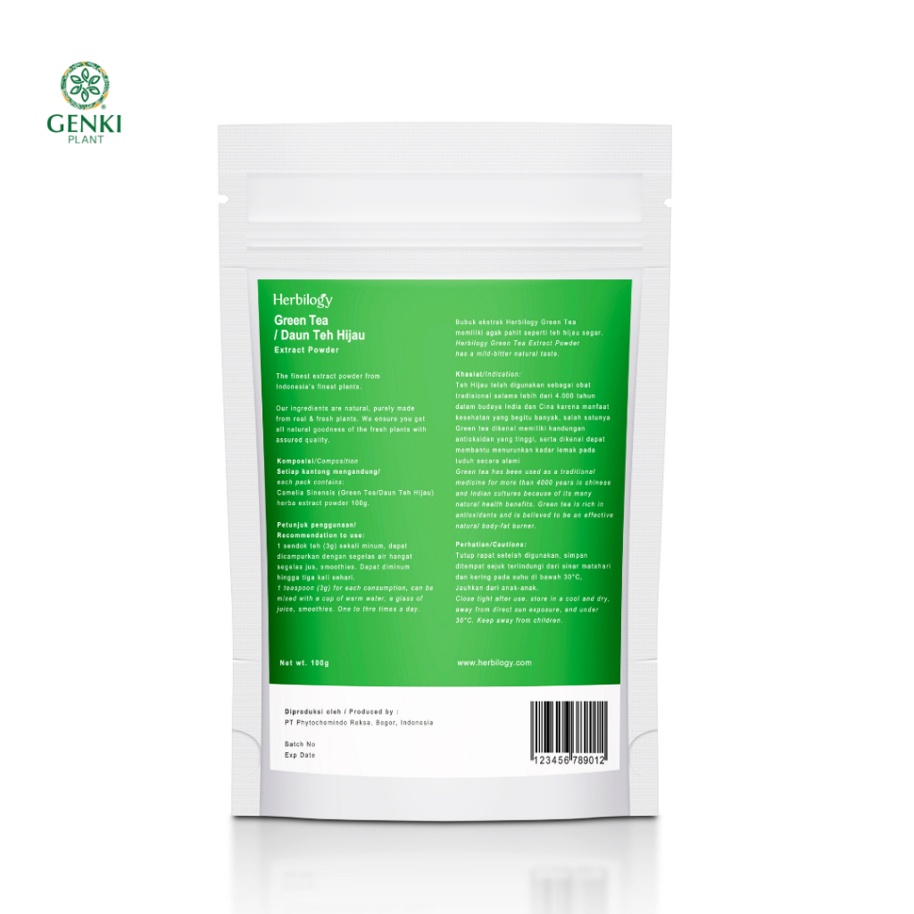 Herbilogy Green Tea Extract Powder - 100g thumbnail 2