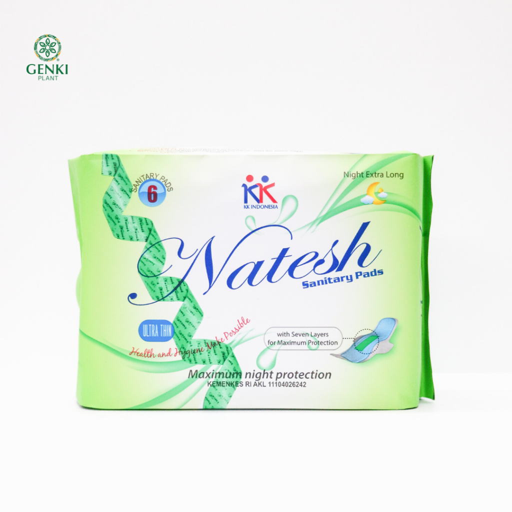 Natesh Sanitary Pads Night Use Extra Long / Pembalut Malam - 6 pcs